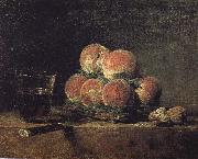Baskets of peaches with wine walnut knife, Jean Baptiste Simeon Chardin